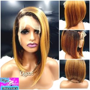 Zaundrell” Gold Heat Resistant 2x5 Side Part, Pre Plucked,Lace Front Wig,